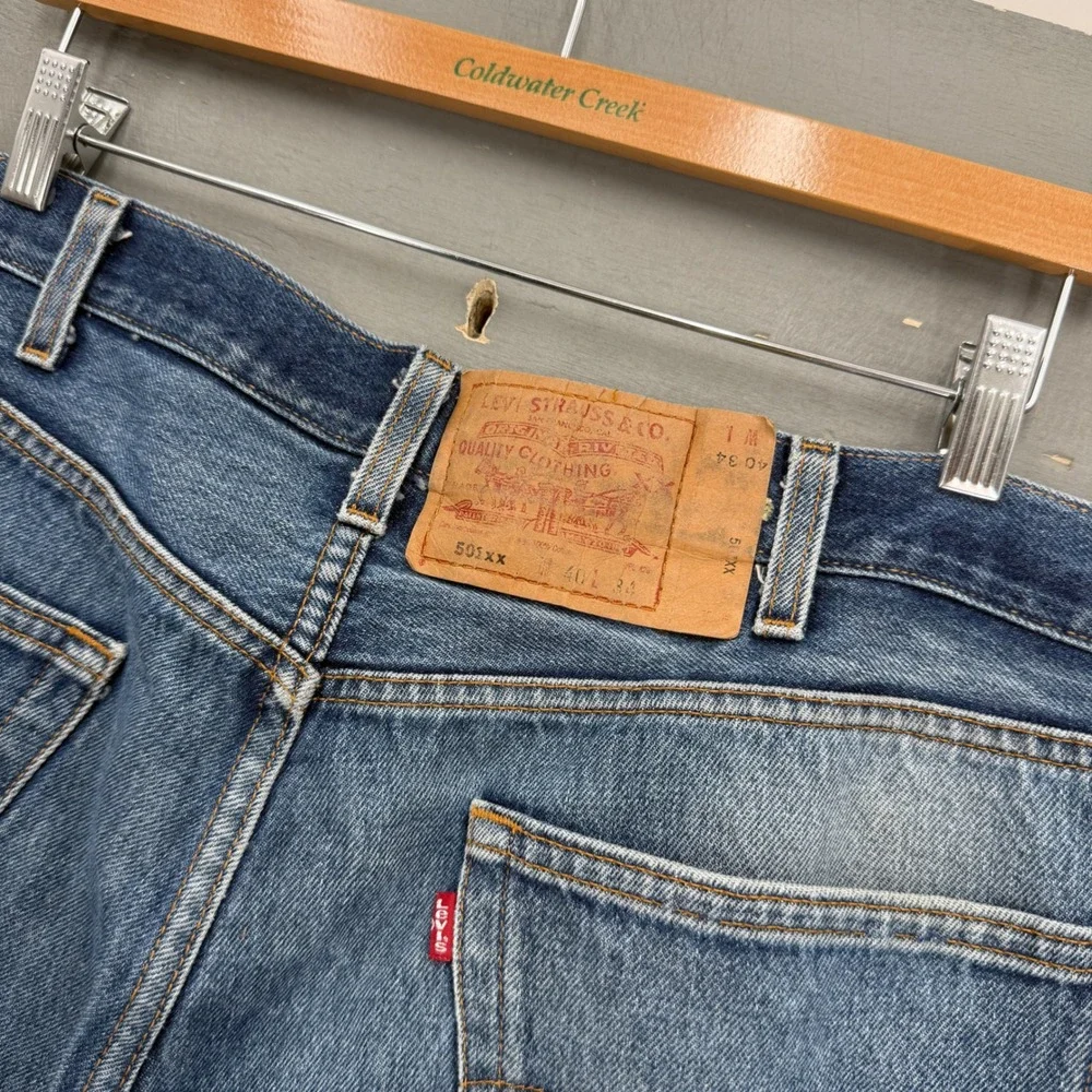 Vintage Levi's 501 xx Honeycomb Jeans Blue Button Fly USA 38 x 31 Faded 90s